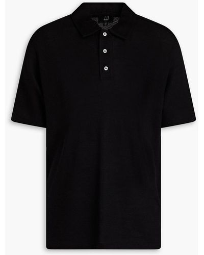 Dunhill Wool-blend Piqué Polo Shirt - Black