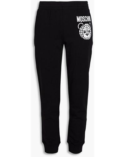 Moschino Printed French Cotton-terry Track Trousers - Black
