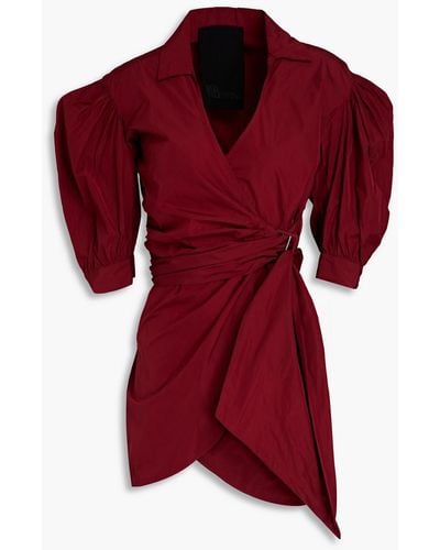 RED Valentino Ruched Taffeta Mini Wrap Dress - Red