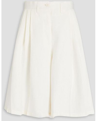 Giuliva Heritage Pleated Linen And Silk-blend Skirt - White