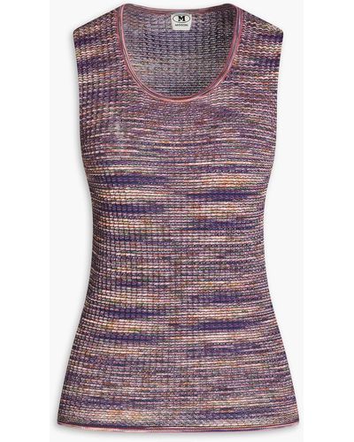 M Missoni Marled Crochet-knit Cotton And Wool-blend Top - Purple