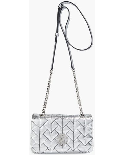 Roberto Cavalli Appliquéd Quilted Leather Shoulder Bag - Metallic