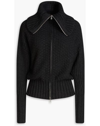 Autumn Cashmere Knitted Zip-up Cardigan - Black