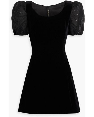 The Vampire's Wife Moon Embellished Cotton-velvet Mini Dress - Black