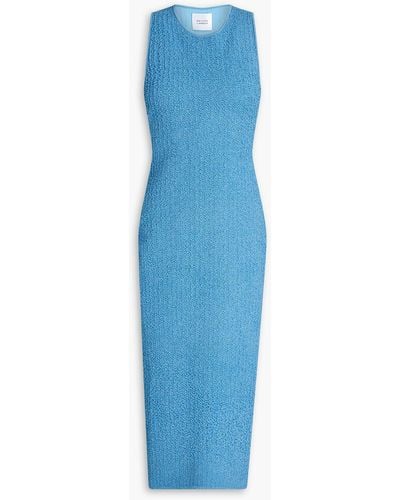 Galvan London Selene Metallic Textured-knit Midi Dress - Blue