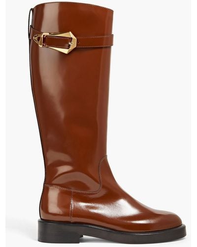 Alberta Ferretti Glossed-leather Knee Boots - Brown