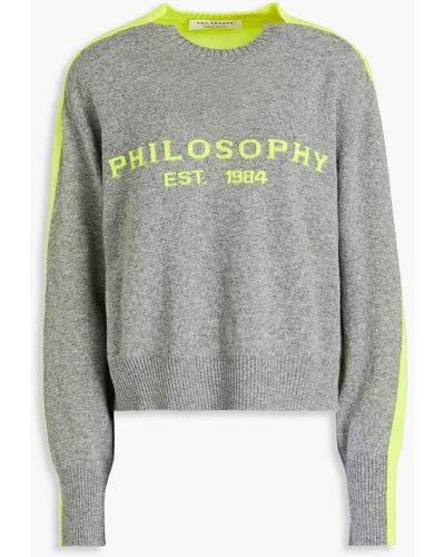 Philosophy Di Lorenzo Serafini Intarsia Wool And Cashmere-blend Jumper - Grey
