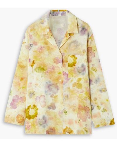 McQ Grow up hemd aus crêpe de chine aus seide mit floralem print - Gelb