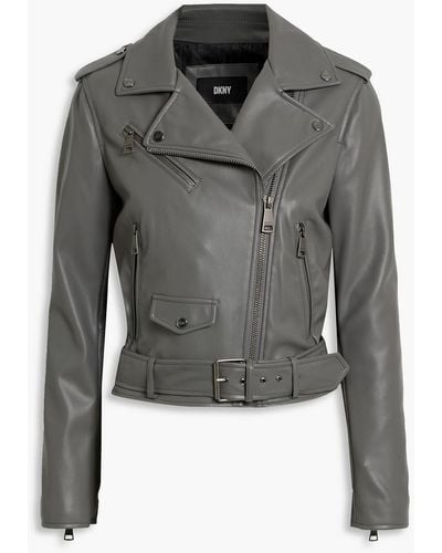 DKNY Faux Leather Biker Jacket - Black