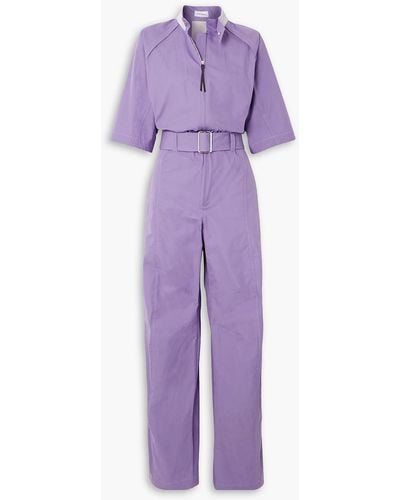 Ferragamo Belted Cotton-twill Jumpsuit - Purple
