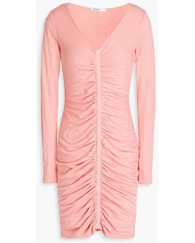 Stateside Ruched Slub Supima Cotton-jersey Mini Dress - Pink