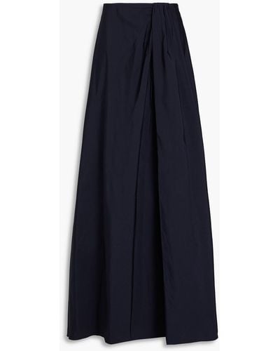 Valentino Garavani Draped Cotton-blend Taffeta Maxi Skirt - Blue