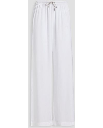 Solid & Striped The Dani Crystal-embellished Satin Wide-leg Trousers - White