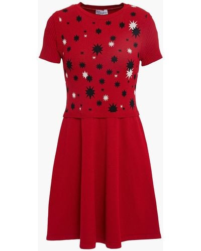 RED Valentino Jacquard-knit Mini Dress - Red