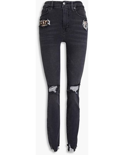 GOOD AMERICAN Good Legs Distressed High-rise Skinny Jeans - Grey