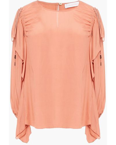 See By Chloé Ruffled Crepe De Chine Blouse - Orange