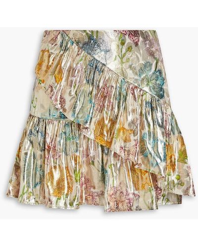 Hayley Menzies Shimmering Bonita Tiered Silk-blend Jacquard Mini Skirt - White