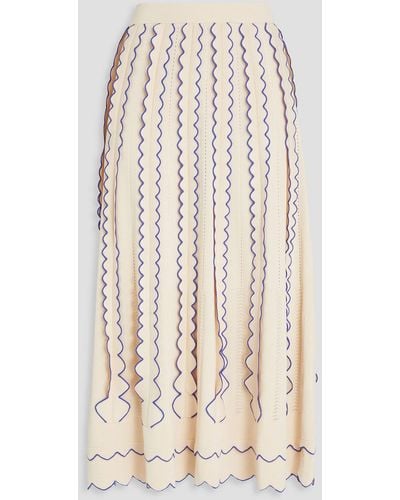 Zimmermann Scalloped Stretch-knit Midi Skirt - Natural