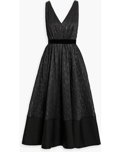 ROKSANDA Velvet-trimmed Matelassé Midi Dress - Black