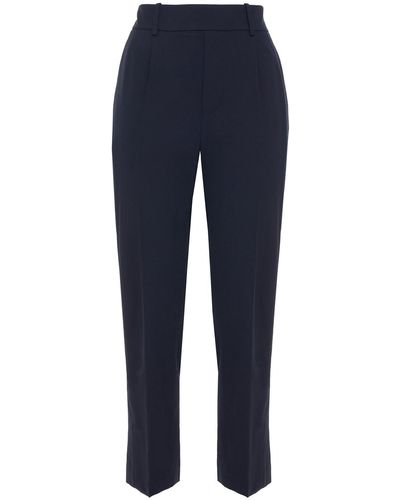 Vince Cropped Woven Tapered Trousers - Blue