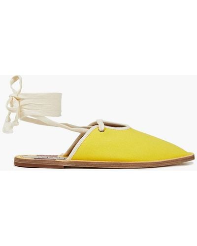 Zimmermann Lace-up Cotton-canvas Slippers - Yellow