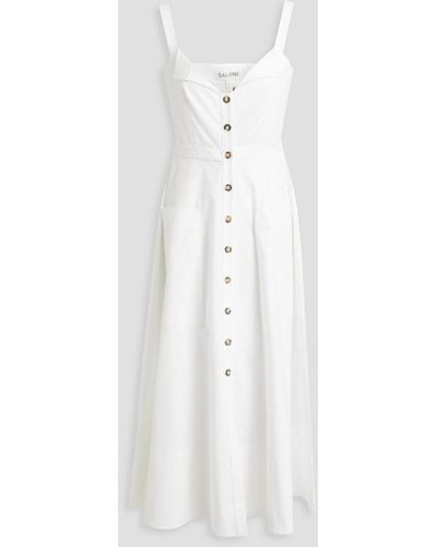Saloni Fara Stretch-cotton Sateen Midi Dress - White
