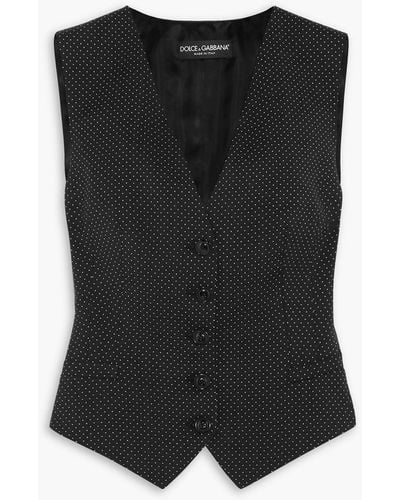 Dolce & Gabbana Polka-dot Wool And Satin Vest - Black