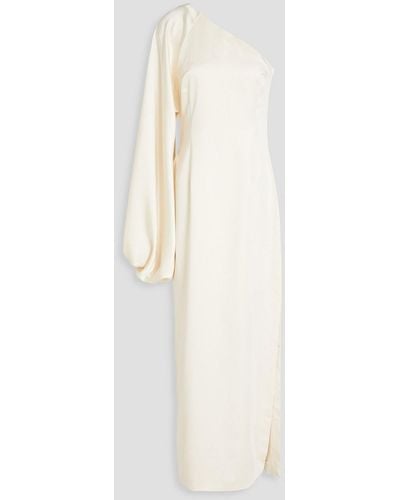 Sara Battaglia One-sleeve Satin Gown - White