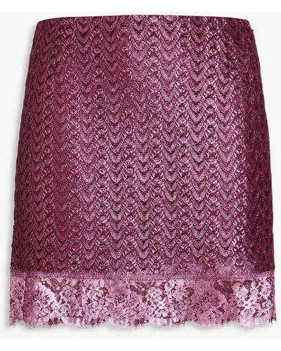 Missoni Lace-trimmed Metallic Wool-blend Mini Skirt - Purple