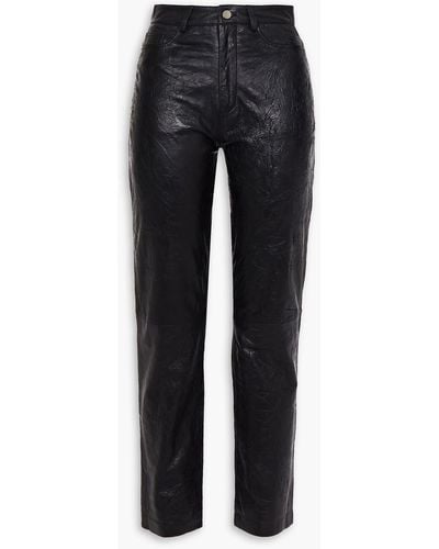 Muubaa Crinkled-leather Tapered Pants - Black