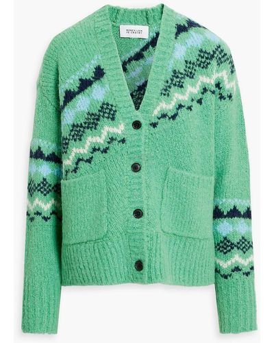 10 Crosby Derek Lam Bette Brushed Jacquard-knit Cardigan - Green