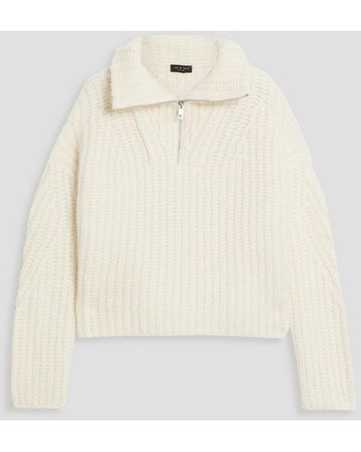 Rag & Bone Hannah Cropped Ribbed-knit Half-zip Sweater - Natural