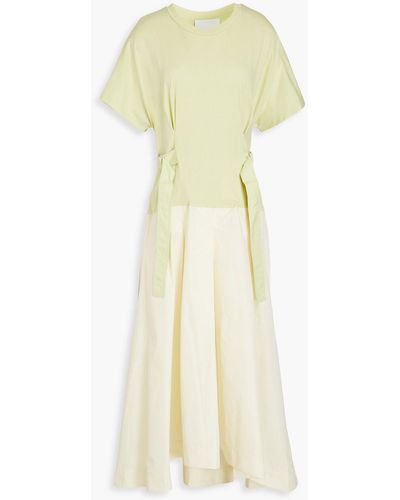 3.1 Phillip Lim Pleated Jersey-paneled Cotton-blend Poplin Midi Dress - White