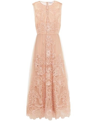RED Valentino Embroidered Organza And Silk Point D'esprit Midi Dress - Natural