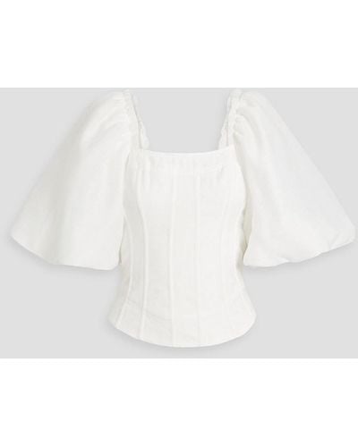 Aje. Cecile Frayed Organza Top - White