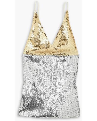 Victoria Beckham Two-tone Sequined Tulle Camisole - White