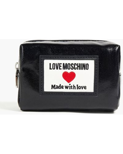 Love Moschino Logo-embroidered Coated Canvas Cosmetics Case - Black