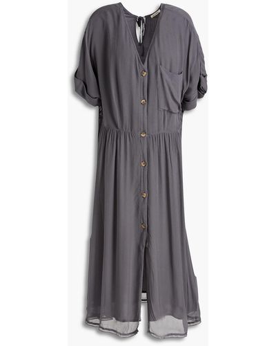 American Vintage Gathered Crepon Midi Dress - Grey