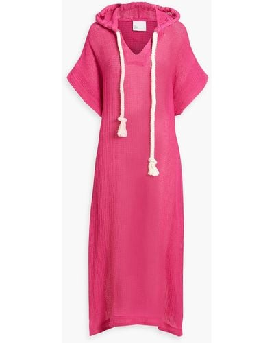 Lisa Marie Fernandez Linen-blend Gauze Hooded Kaftan - Pink