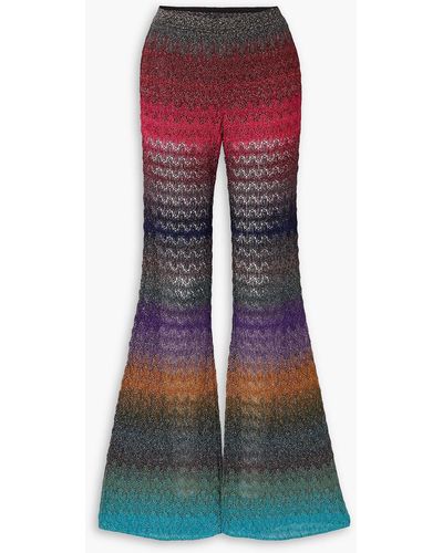 Missoni Metallic Striped Crochet-knit Flared Pants