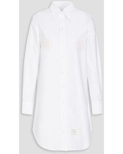 Thom Browne Cotton Oxford Mini Shirt Dress - White