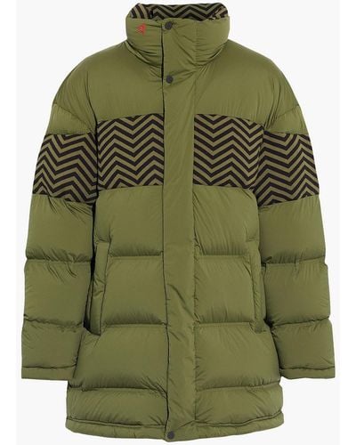 Perfect Moment Polar Crochet Knit-paneled Quilted Down Ski Jacket - Green