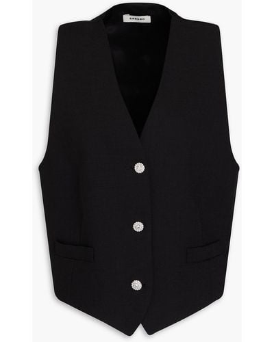 Sandro Crystal-embellished Satin Vest - Black