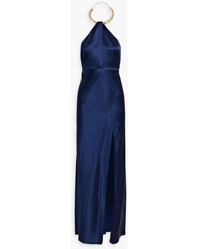 Nicholas Edyth Satin-crepe Halterneck Gown - Blue