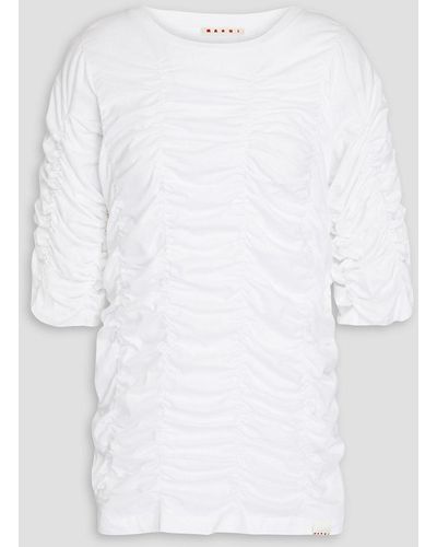 Marni Ruched Cotton-jersey T-shirt - White