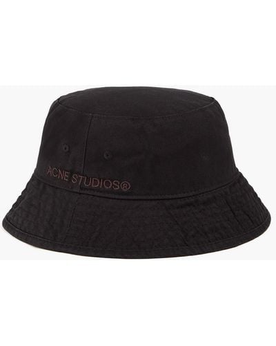 Acne Studios Embroidered Cotton-twill Bucket Hat - Black