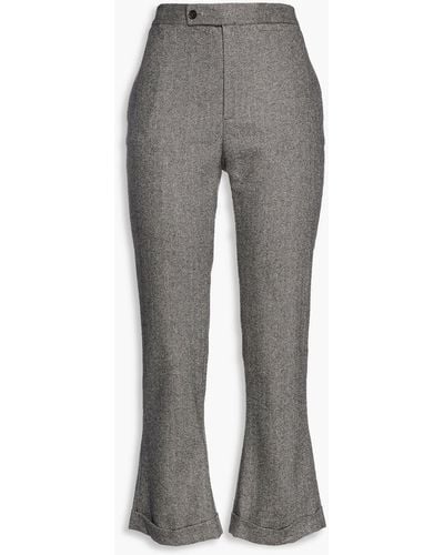 R13 Herringbone Wool And Cashmere-blend Bootcut Trousers - Grey