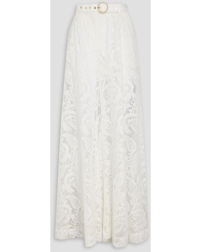 Zimmermann Hose mit weitem bein aus spitze aus einer baumwollmischung - Weiß