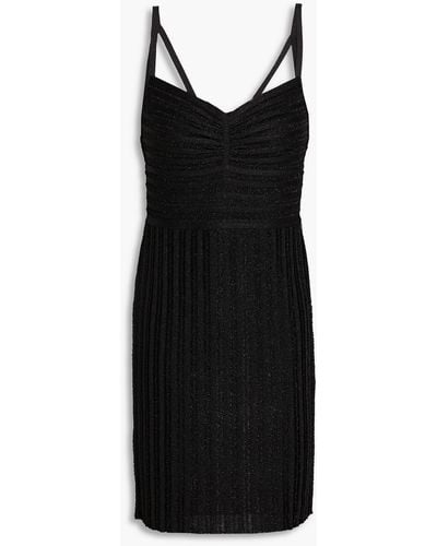 Hervé Léger Metallic Ribbed-knit Mini Dress - Black