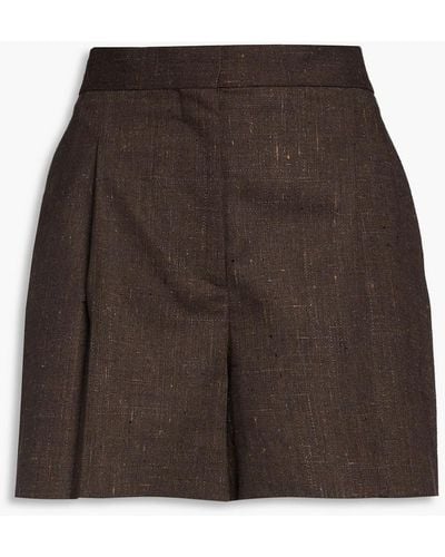 Sandro Pleated Tweed Shorts - Brown